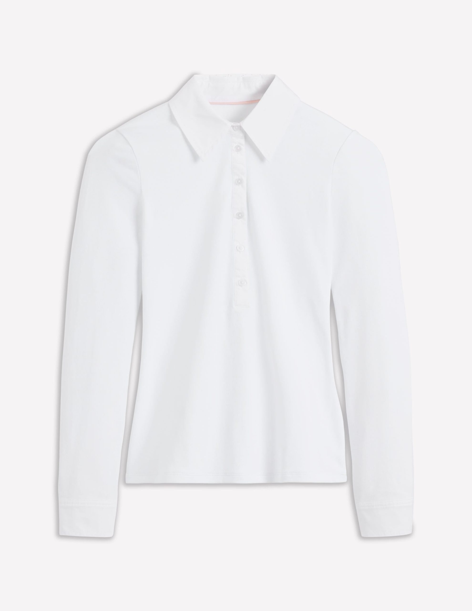 Collared Placket Jersey Shirt-White - Image 5