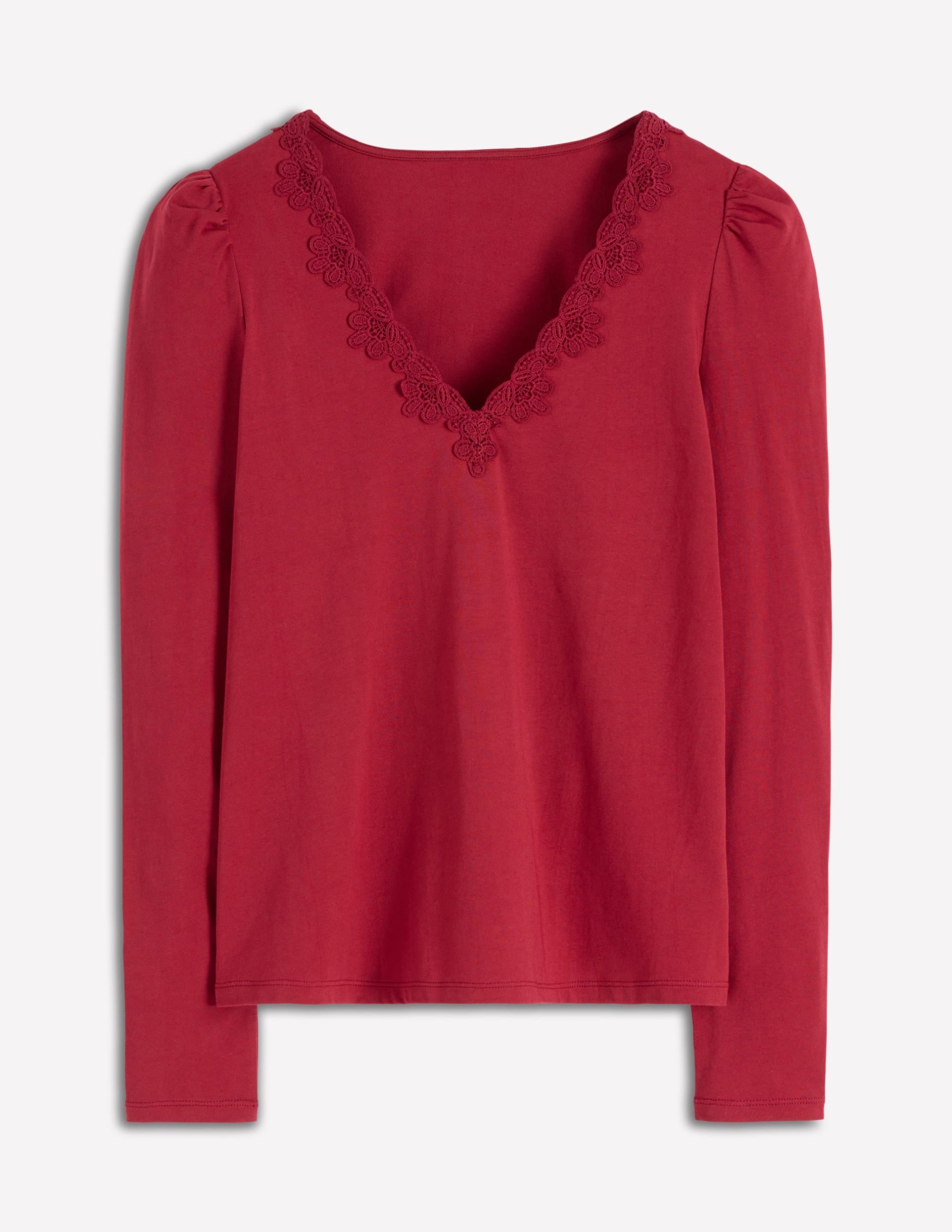 Flora Lace V-neck Top-Burgundy Red - Image 5