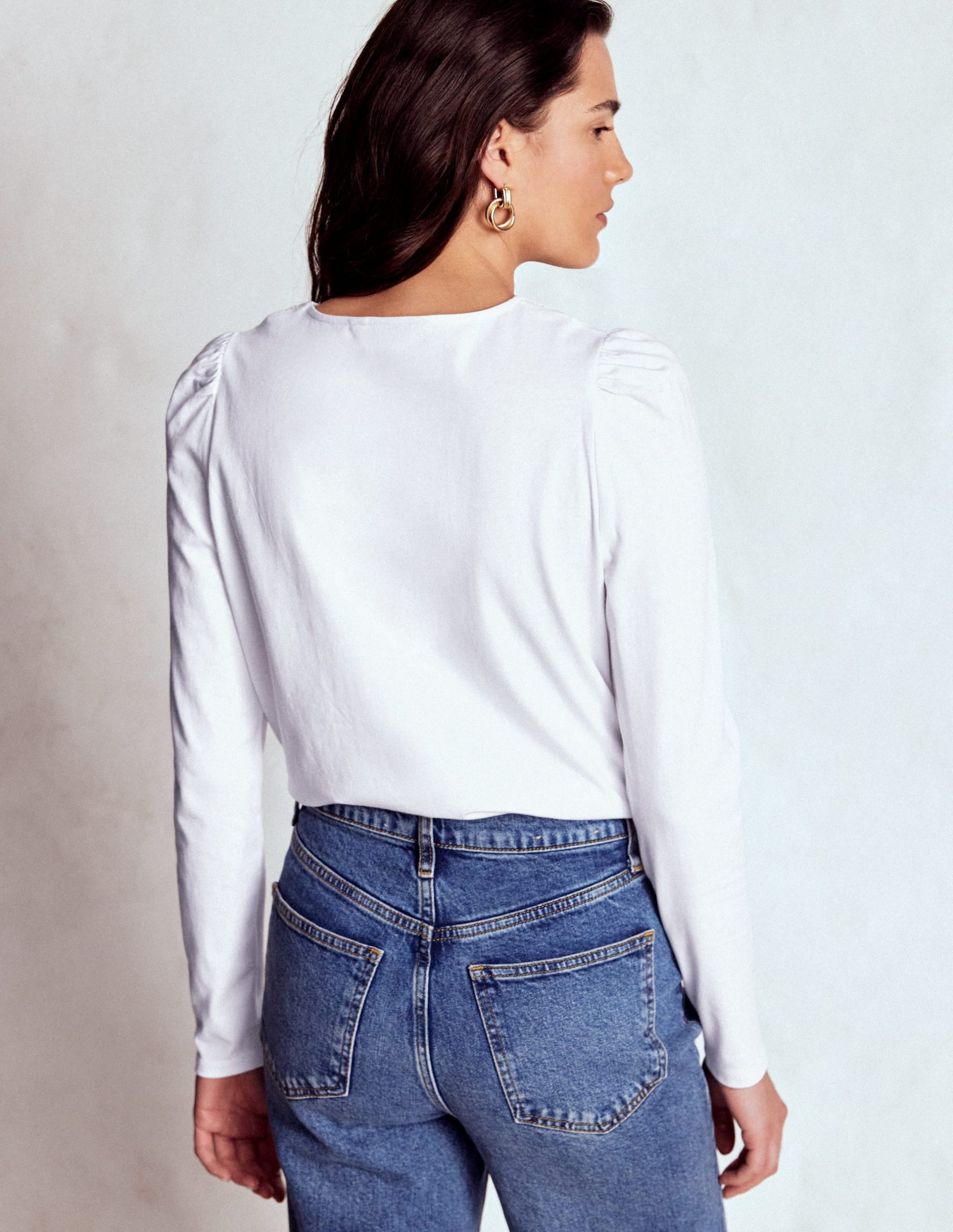 Flora Lace V-neck Top-White - Image 3