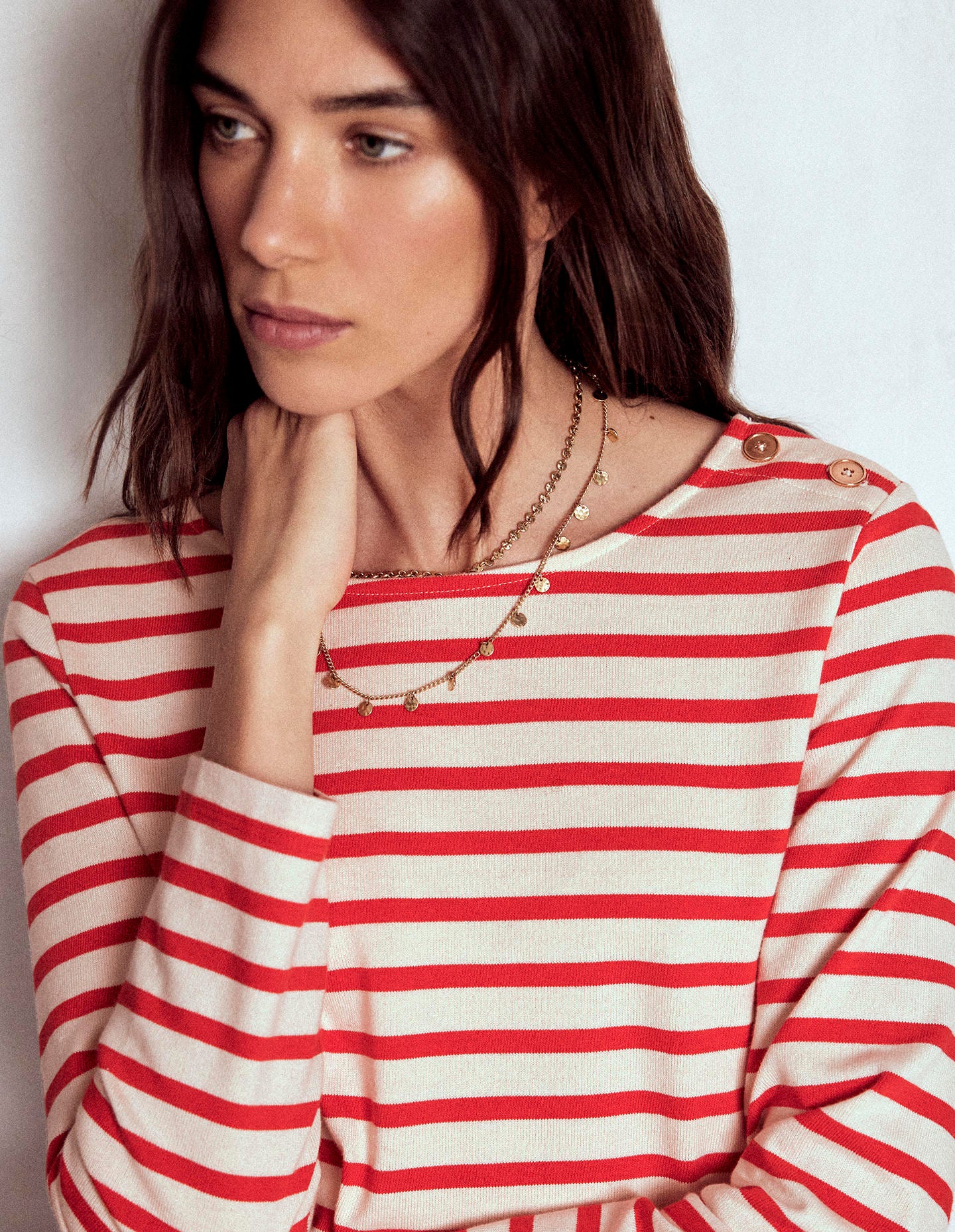 Button Mariner Breton-Ivory and Brilliant Red - Image 2