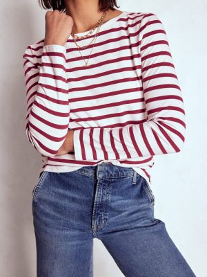 Olivia Long Sleeve Breton-Deep Wisteria Stripe