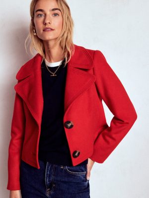 Topstitch Jacket-Poppy Red