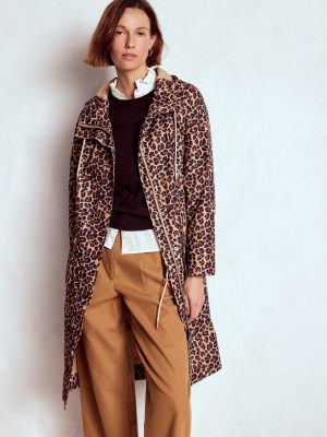 Longline Rain Mac-Multi. Cheetah Pop