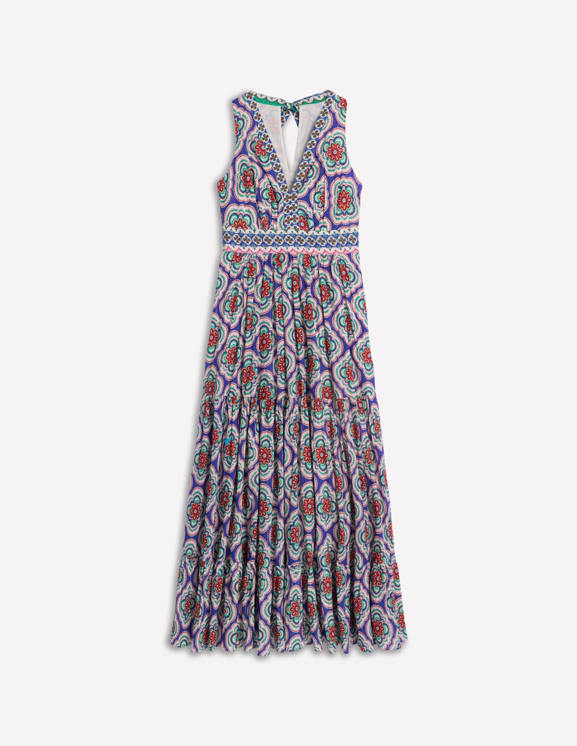 Serena Cotton Tie Maxi Dress-Bright Blue. Botanic Blush - Image 6