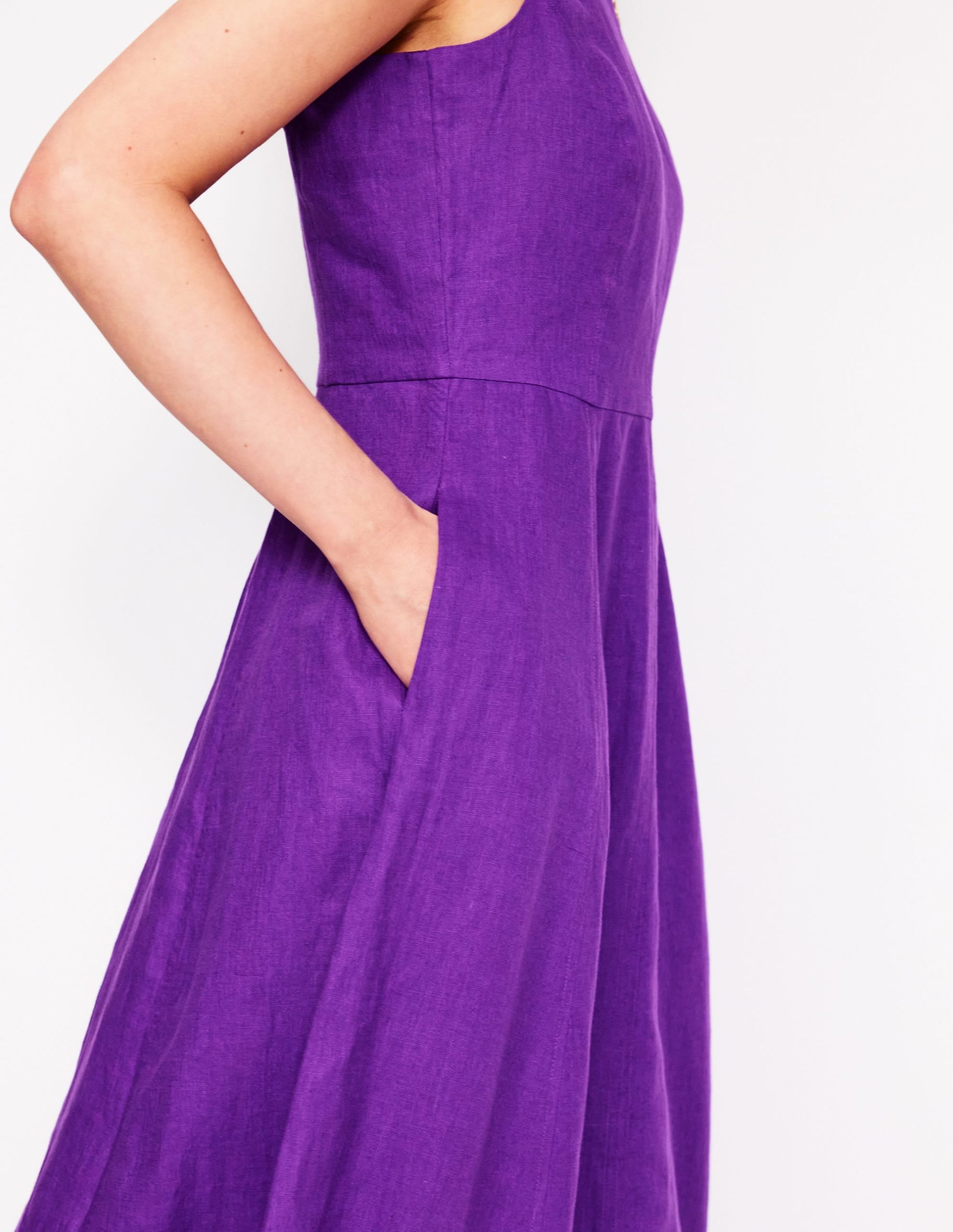Carla Linen Midi Dress-Royal Purple - Image 3