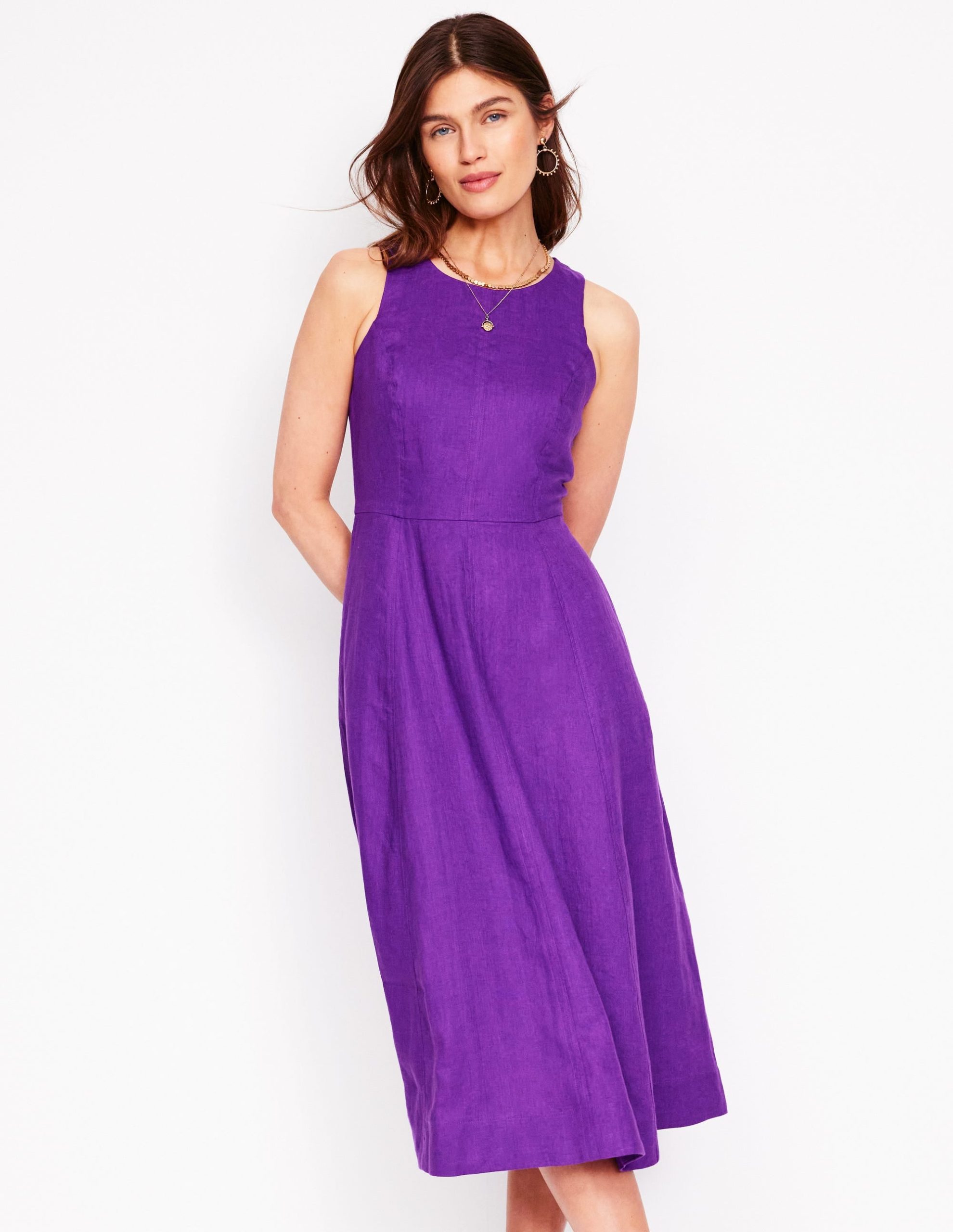 Carla Linen Midi Dress-Royal Purple - Image 5