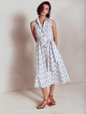Amy Sleeveless Shirt Dress-Ivory. Tennis