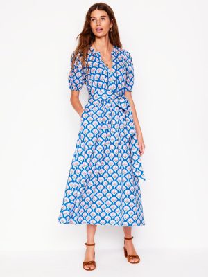 Sofia Trim Jersey Midi Dress-Bright Blue. Blossom Terrace