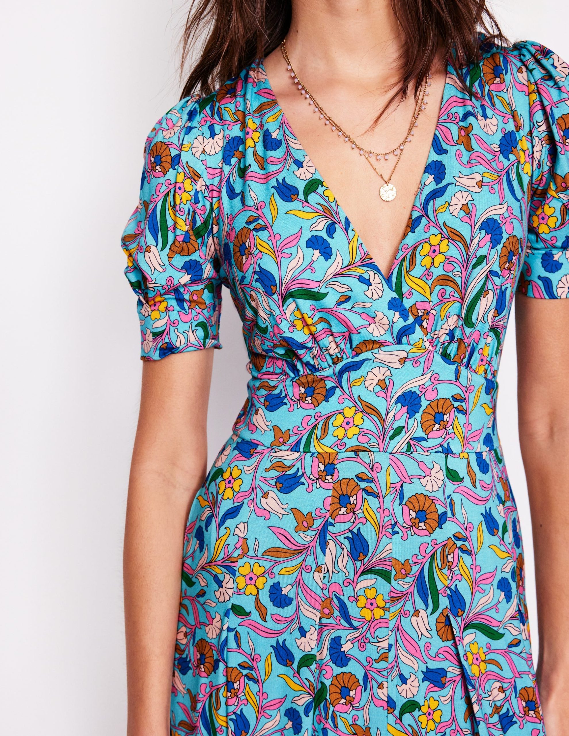 Kristen Pleated Jersey Dress-Blue. Enchanting Vine - Image 2