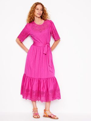 Isabel Broderie Mix maxi Dress-Cosmos Pink