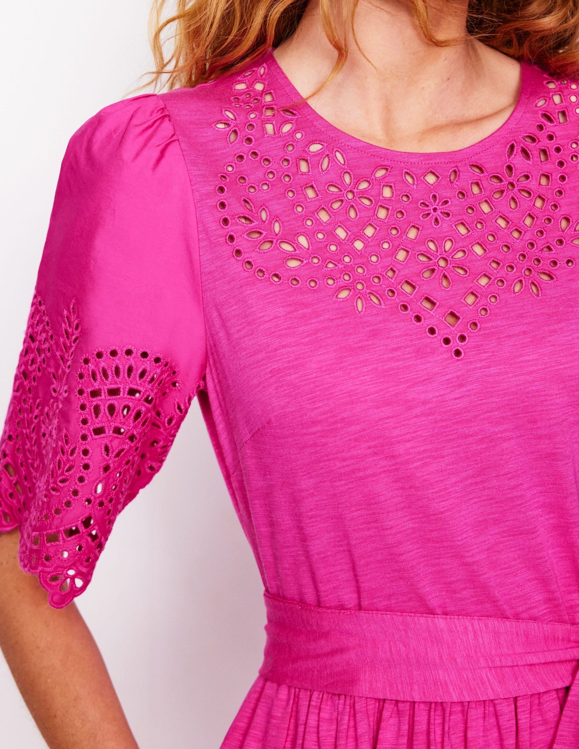 Isabel Broderie Mix maxi Dress-Cosmos Pink - Image 2