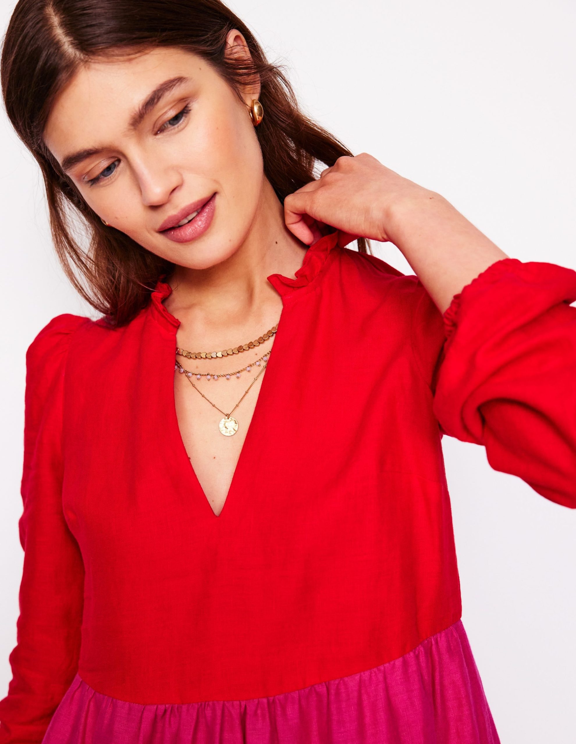 Esme Linen Mini Dress-Colourblock - Image 2