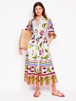 Clara Linen Blend Shirt Dress-Multi. Tropical Bonanza