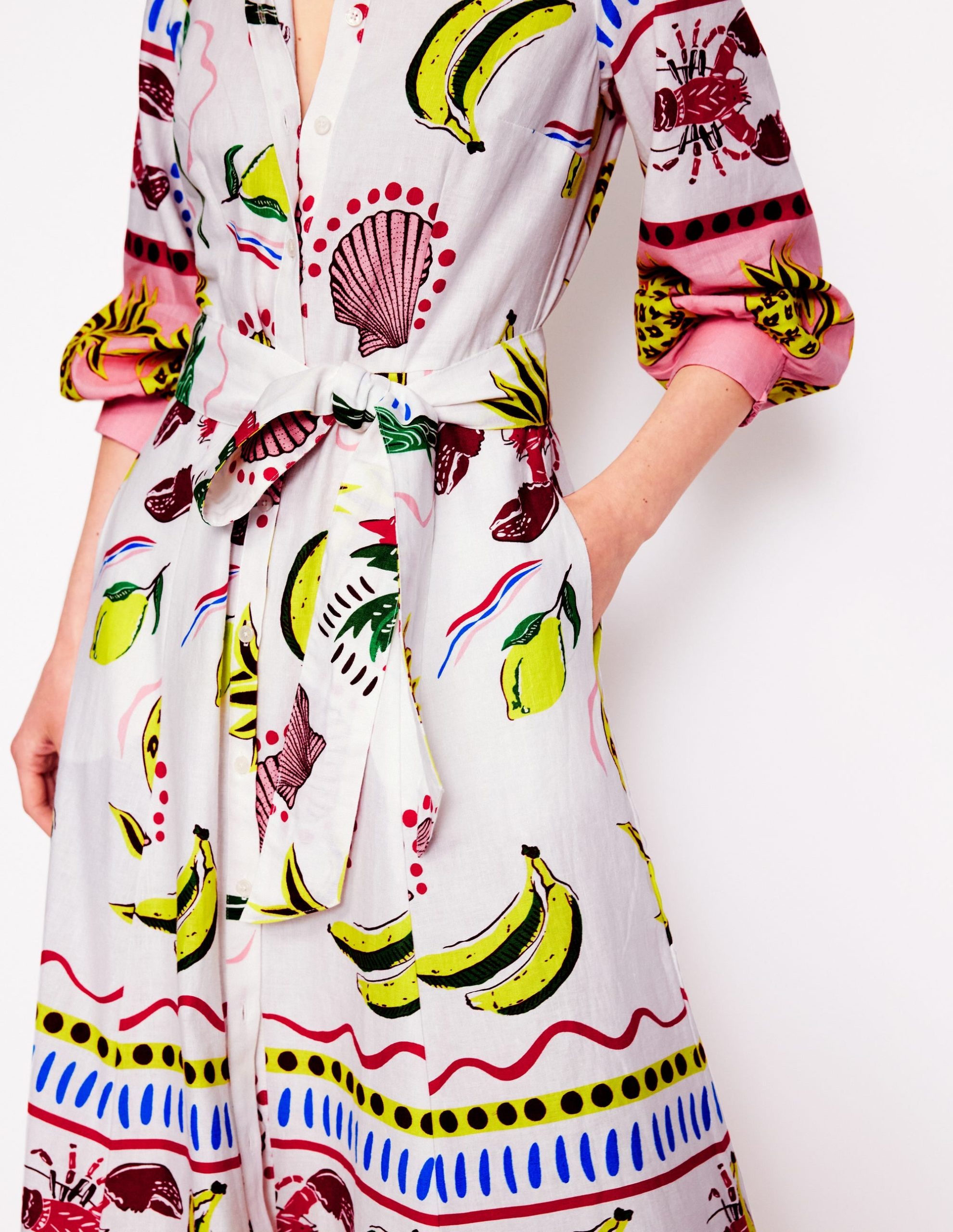 Clara Linen Blend Shirt Dress-Multi. Tropical Bonanza - Image 2