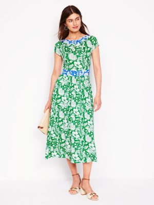 Melanie Jersey Midi Dress-Rich Emerald. Wildflower Trail