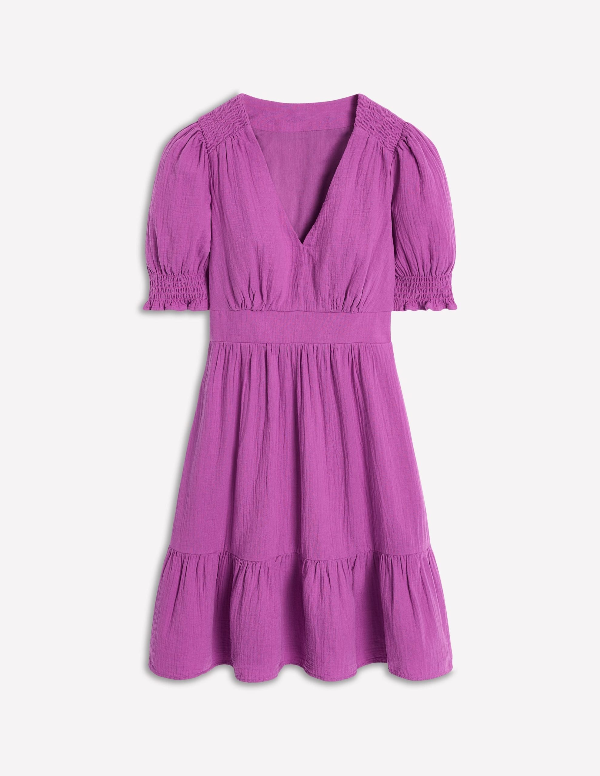 Anna Double Cloth Short Dress-Foxglove - Image 5