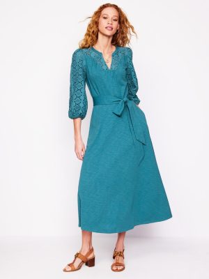 Eden Broderie Jersey Dress-Waterfall Blue
