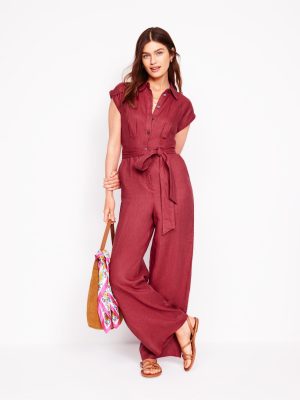 Colette Linen Jumpsuit-Terracotta Red