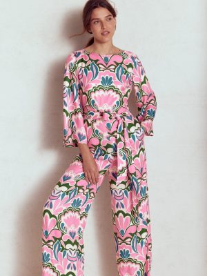 Kimono Sleeve Jumpsuit-Meadowsweet Pink. Freesia