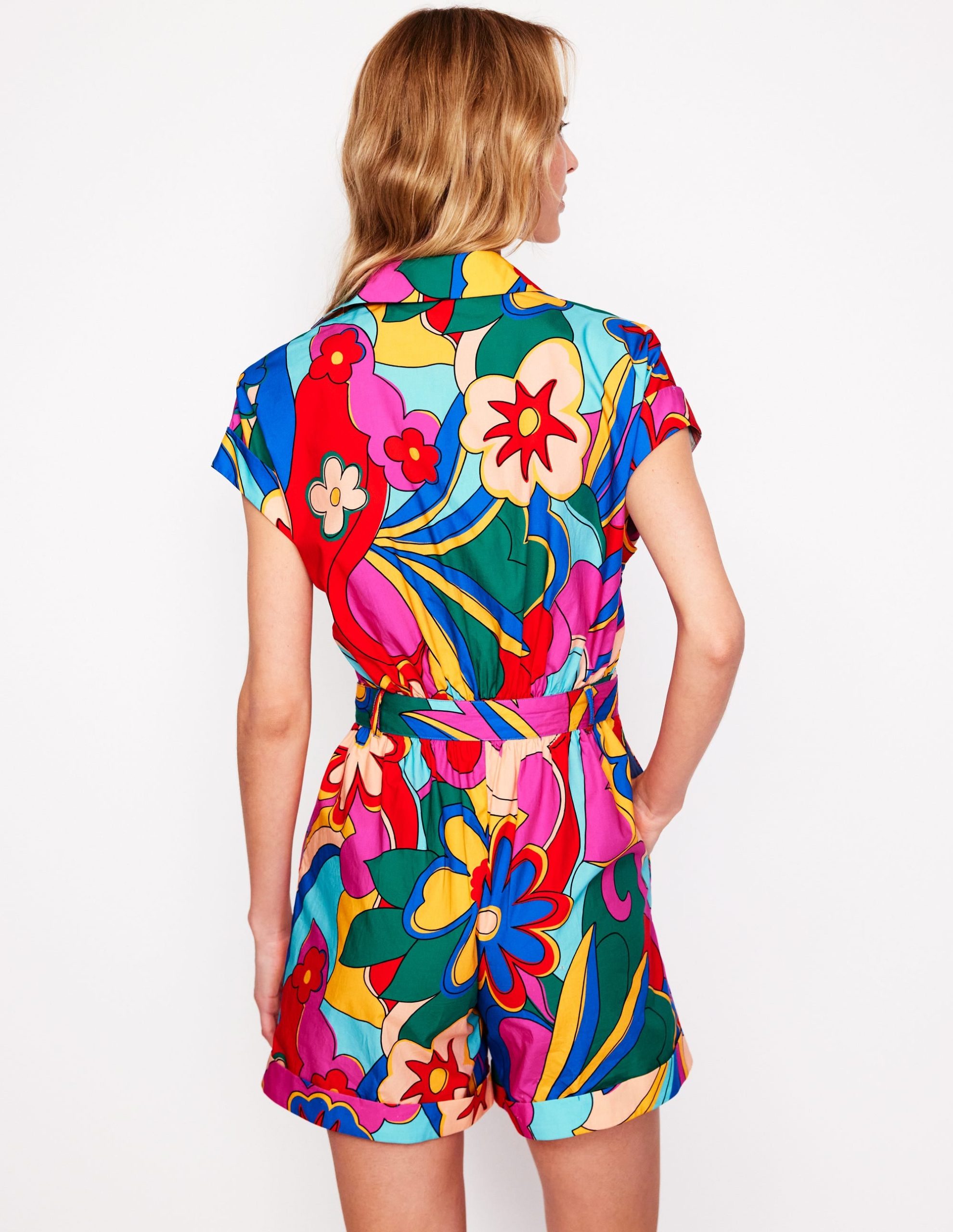 Casual Cotton Playsuit-Multi. Blossomy Pop - Image 3