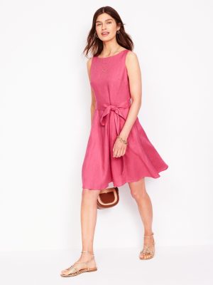 Anya Sleeveless Linen Dress-Rose Pink