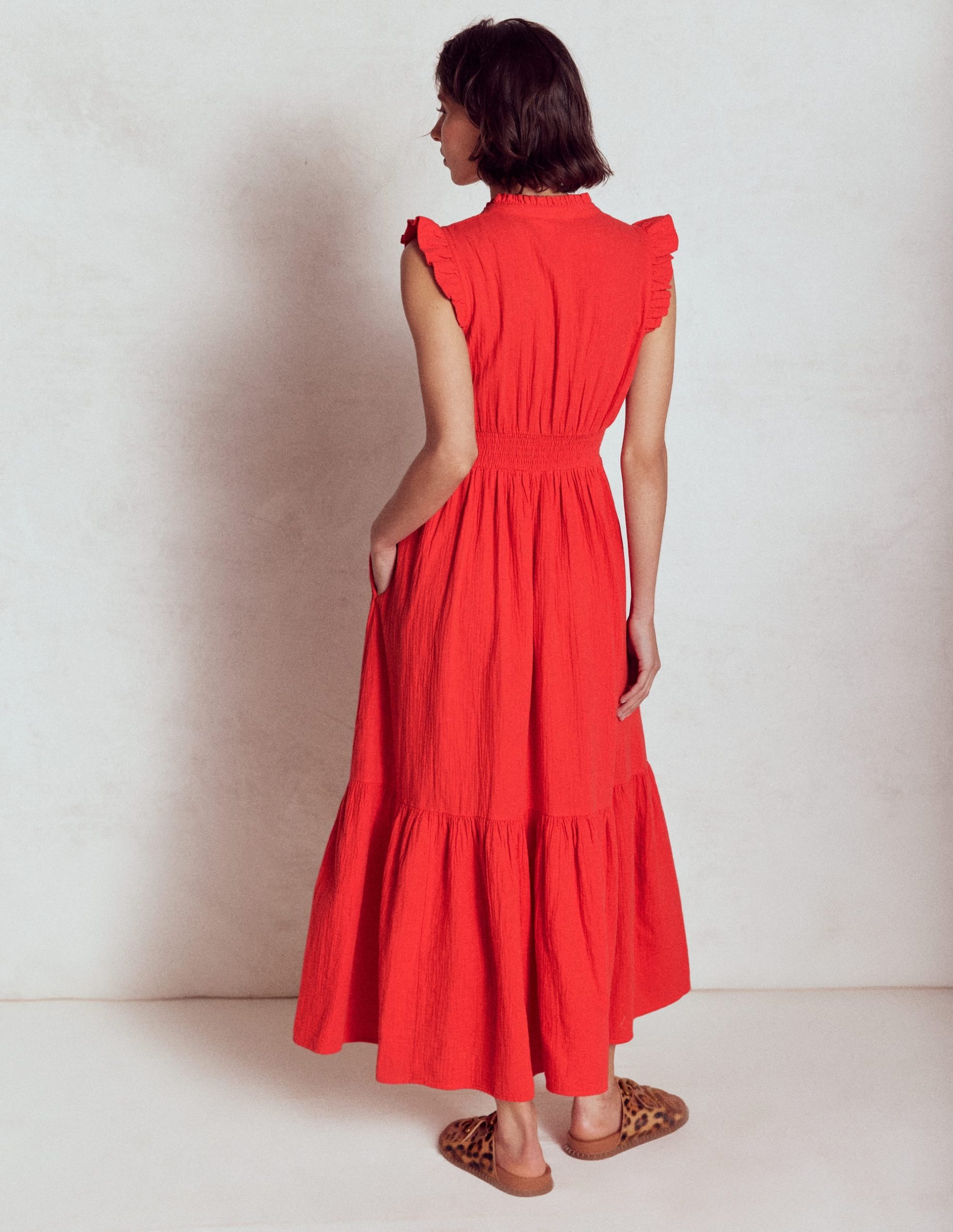 Wren Double Cloth Midi Dress-Strawberry Tart Red - Image 2