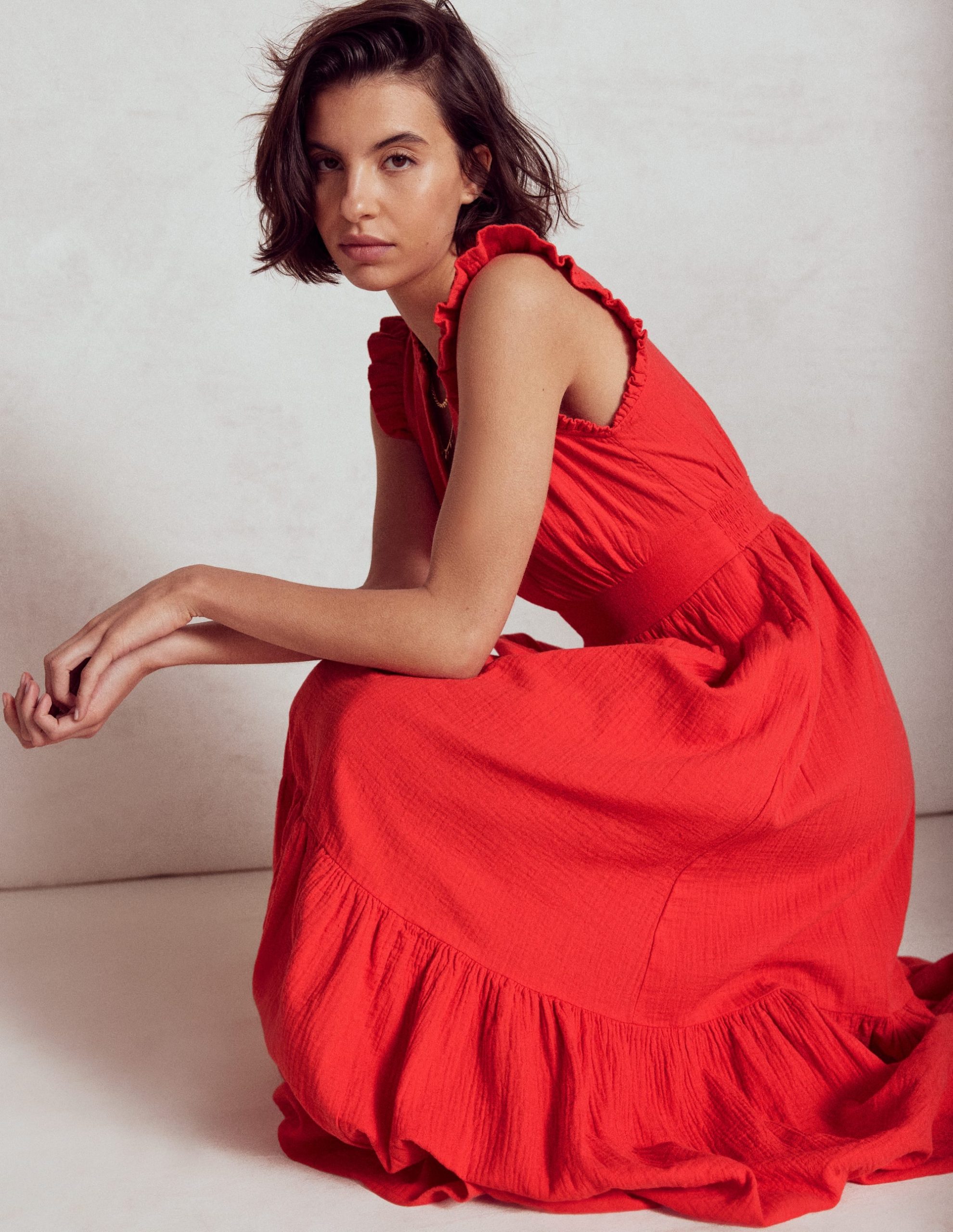 Wren Double Cloth Midi Dress-Strawberry Tart Red - Image 3