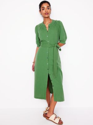 Ada Double Cloth Midi Dress-Paradise Green