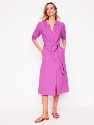 Ada Double Cloth Midi Dress-Foxglove Purple