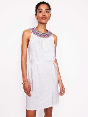 Eleni Embroidered Short Dress-White