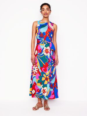 Grown On Tie Trapeze Dress-Multi. Blossomy Pop