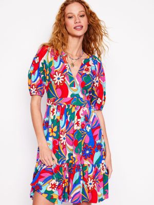 Piper Short Jersey Dress-Multi. Blossomy Pop