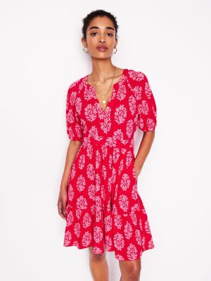 Piper Short Jersey Dress-Poppy Red. Posy Stamp