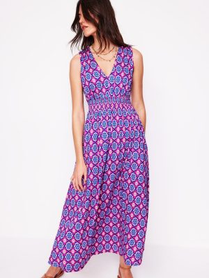 Paloma Jersey Maxi Dress-Cosmos Pink. Bloom Geo