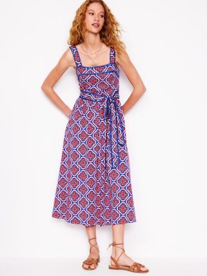 Square Neck Seam Midi Dress-Multi. Botanic Blush