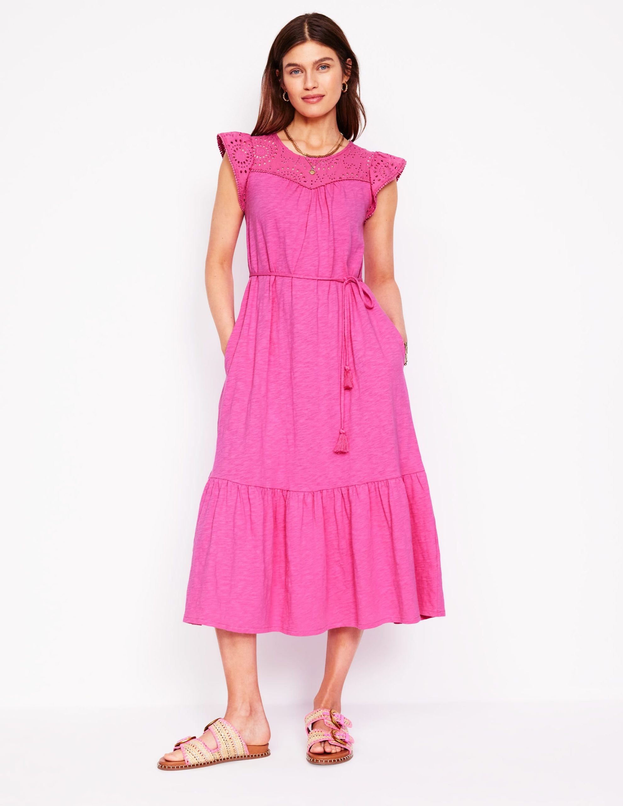 Juliet Broderie Midi Dress-Tickled Pink - Image 4