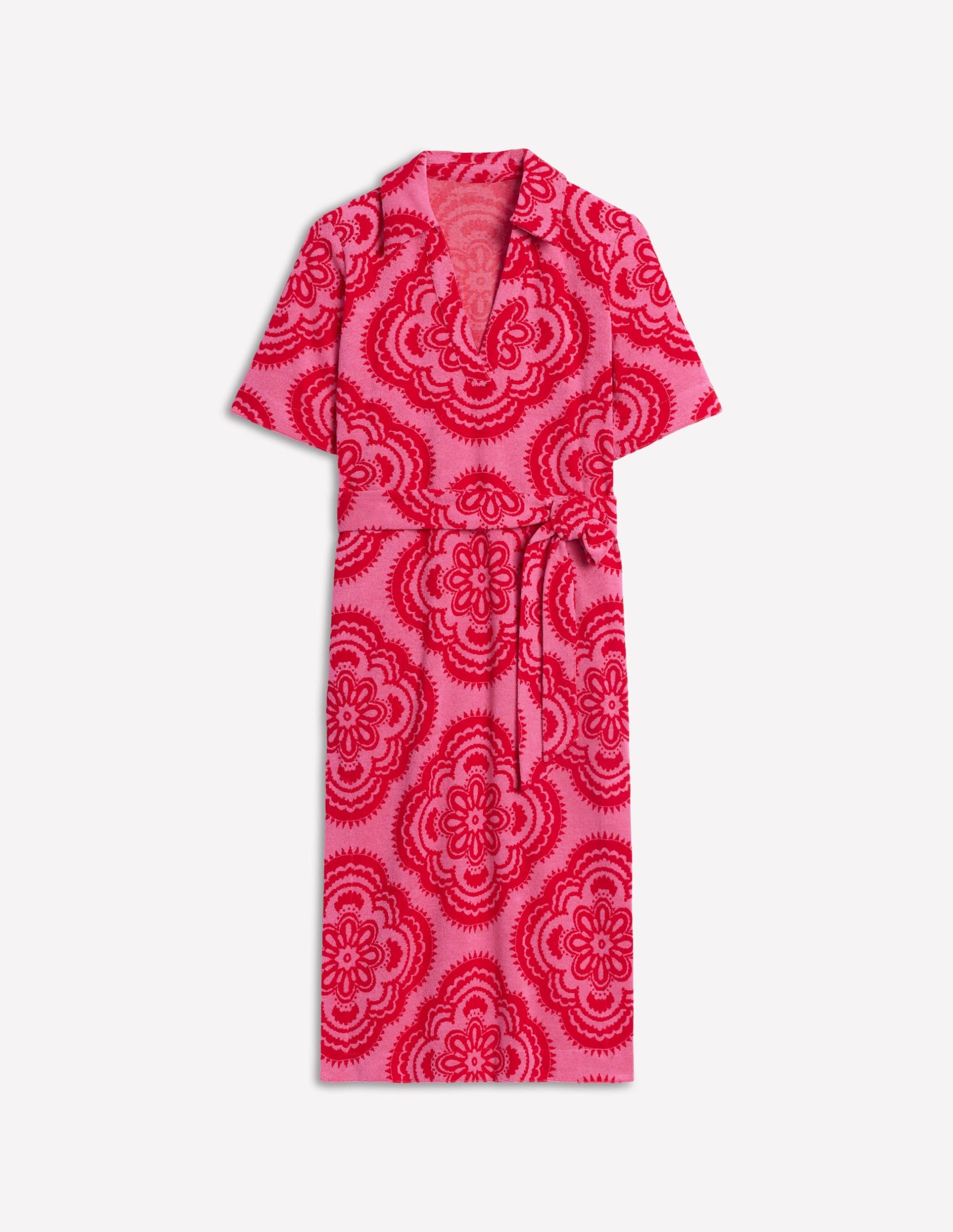 Collared Notch Towel Dress-Pink Rose. Botanic Blush - Image 5