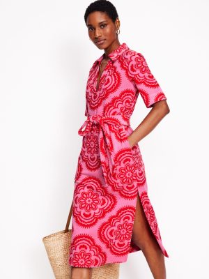 Collared Notch Towel Dress-Pink Rose. Botanic Blush