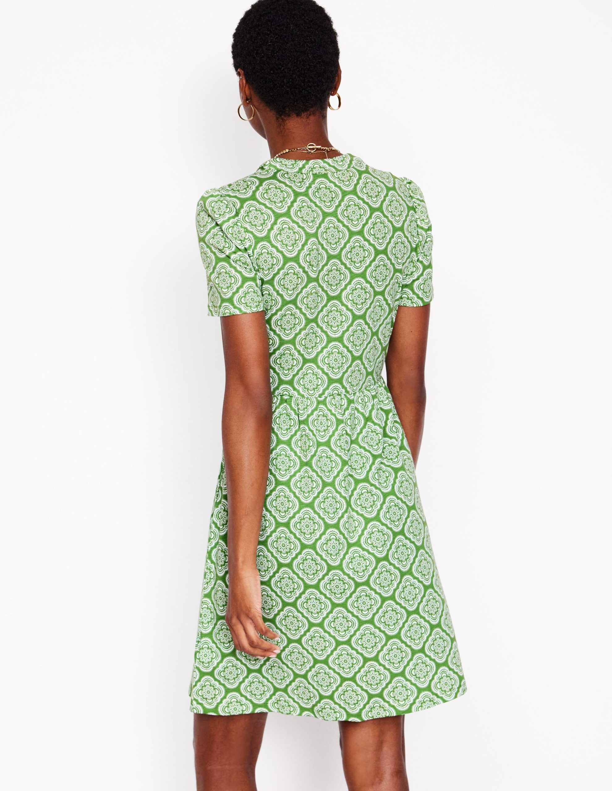 Naomi Short Sleeve Dress-Paradise Green. Botanic Blush - Image 3