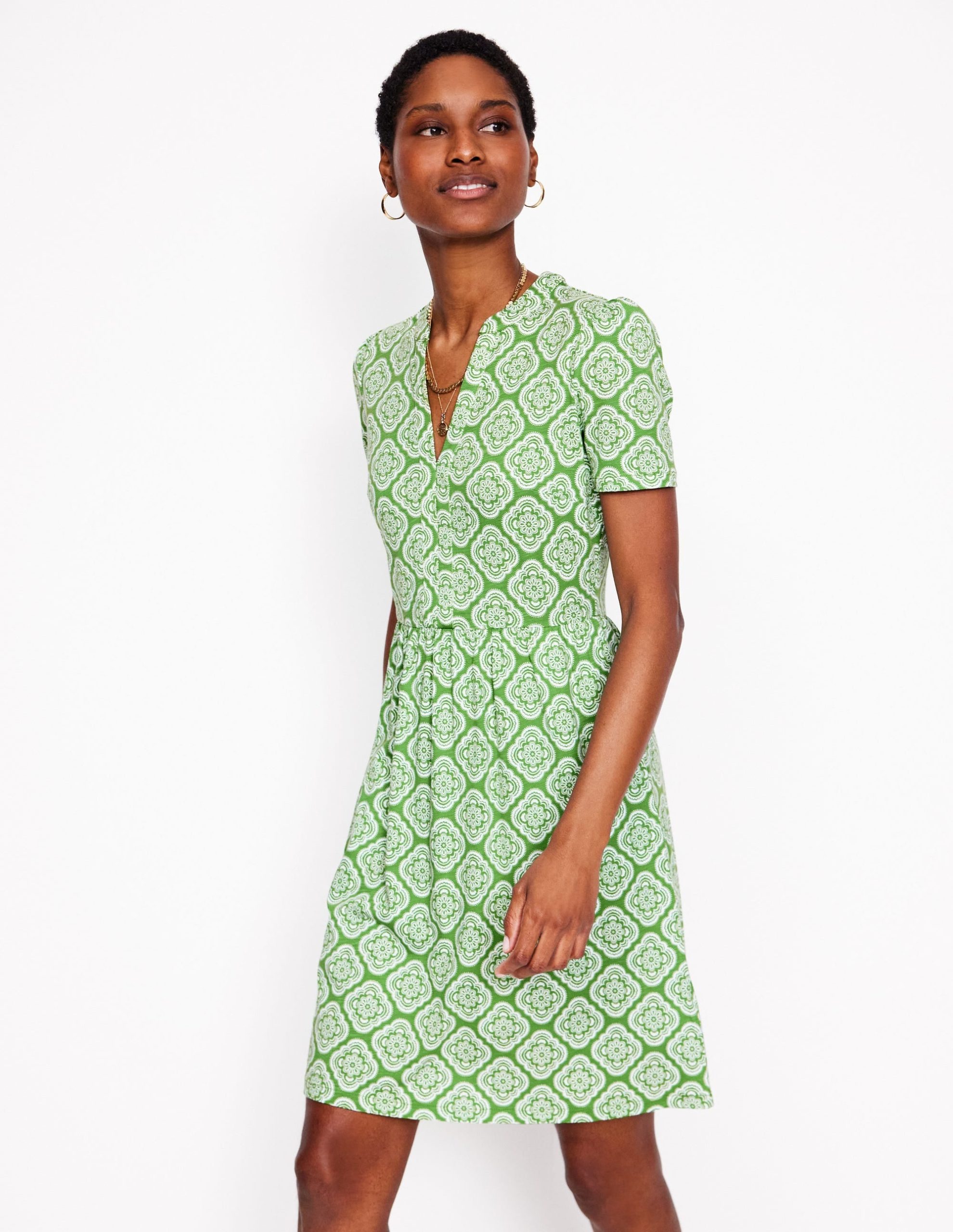 Naomi Short Sleeve Dress-Paradise Green. Botanic Blush - Image 4