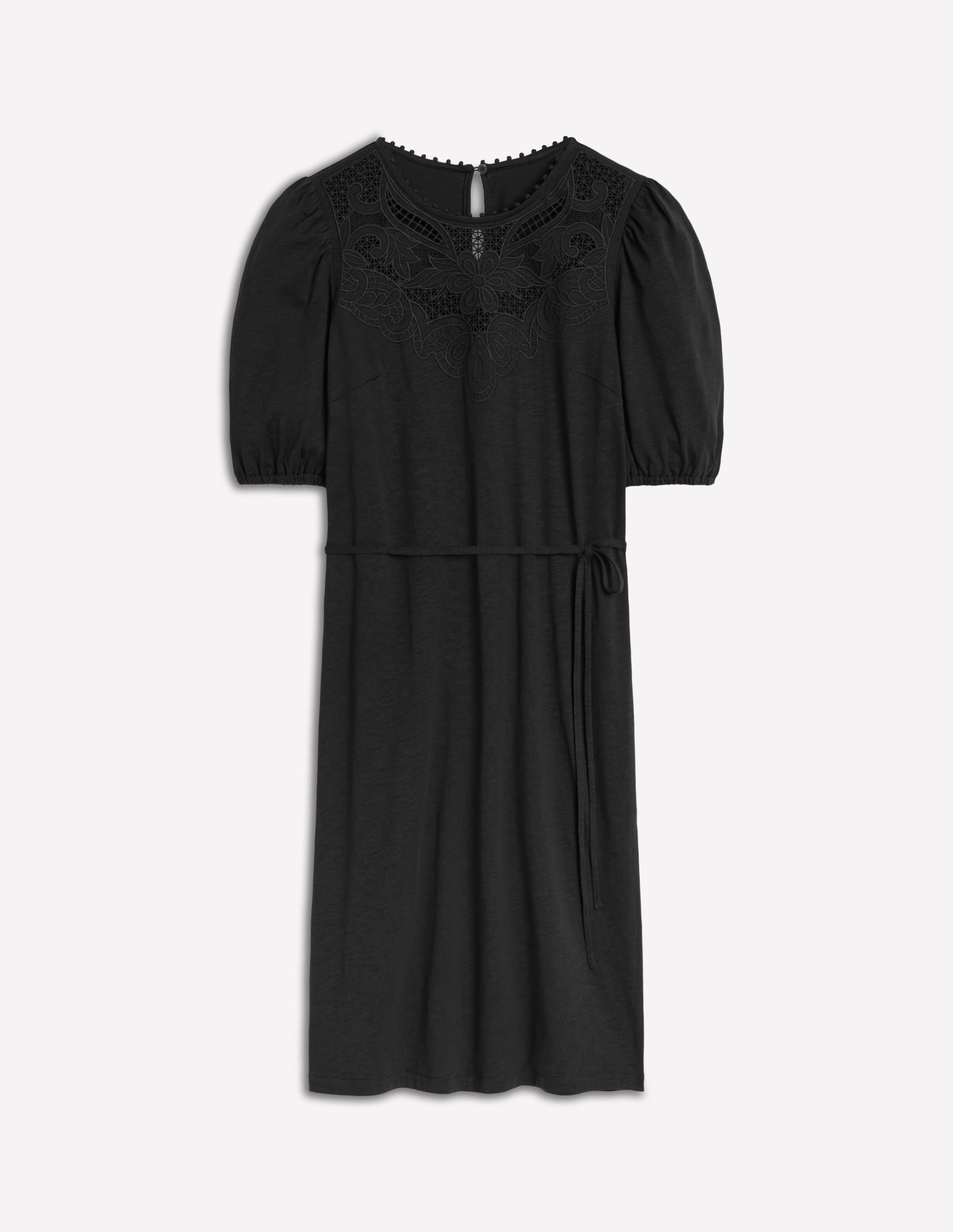 Cutwork Detail Short Dress-Black - Image 5