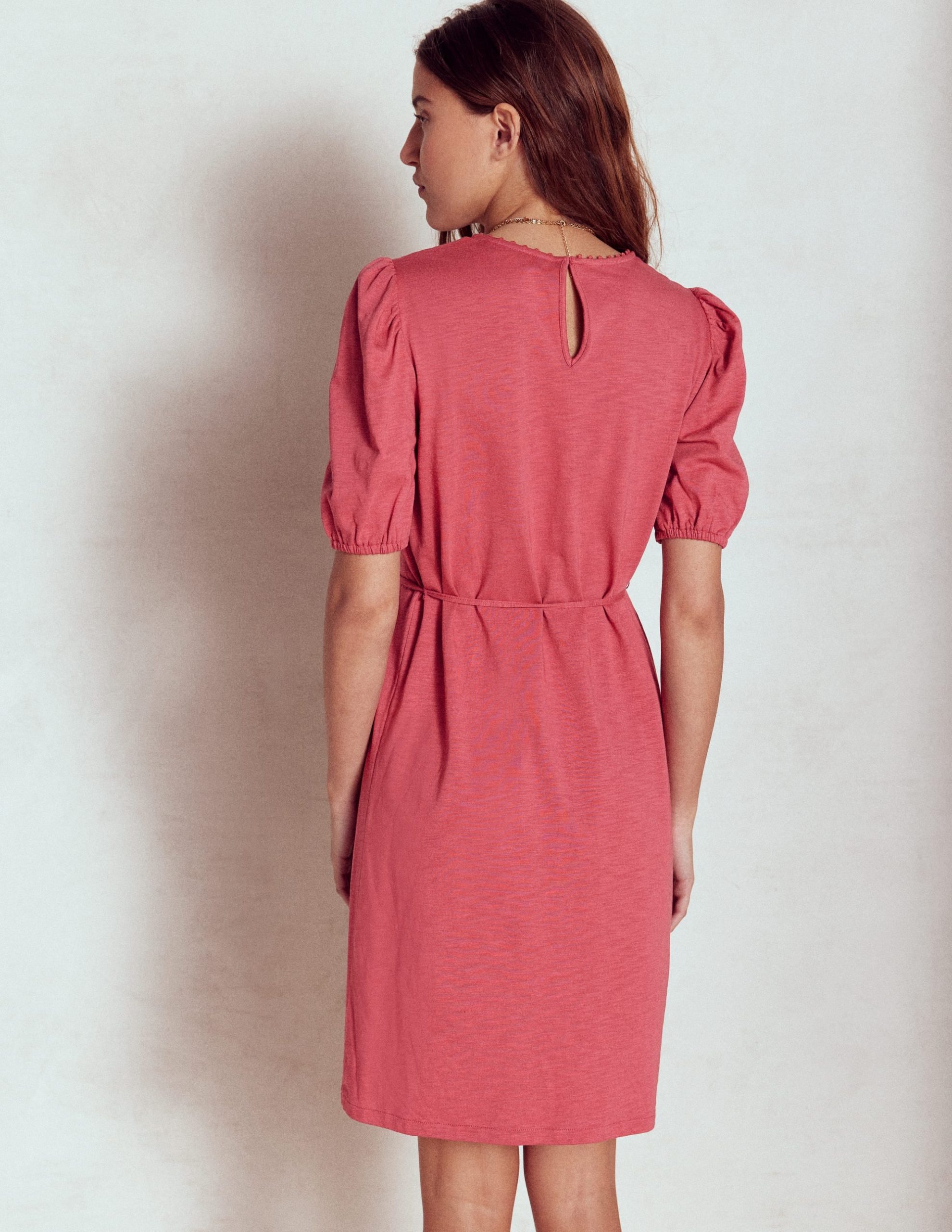 Cutwork Detail Short Dress-Terracotta - Image 3