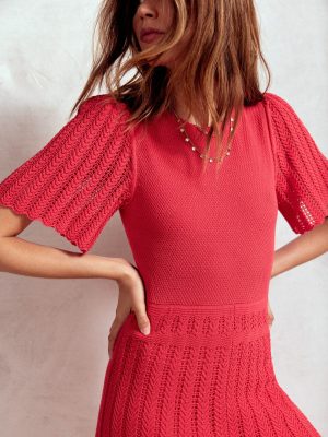 Cotton Stitch Crew Dress-Bittersweet