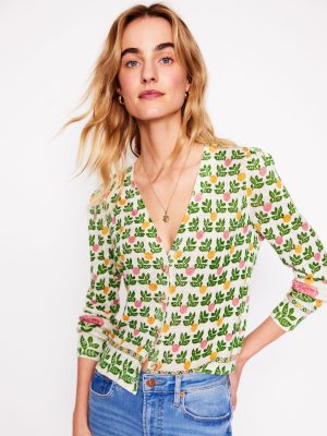 Liv V-Neck Linen Cardigan-Warm Ivory. Dahlia Garden