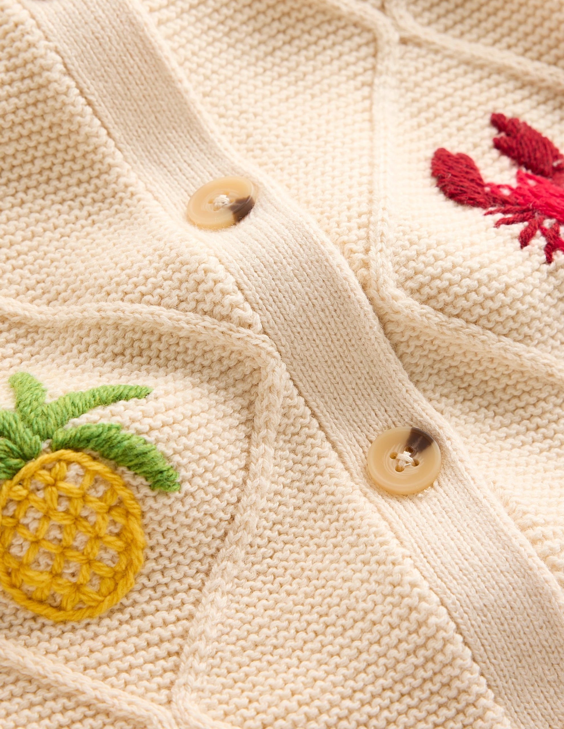 Embroidered T-Shirt Cardigan-Warm Ivory. Tropical Bonanza - Image 8