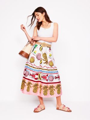Verity Linen Midi Skirt-Multi. Tropical Bonanza