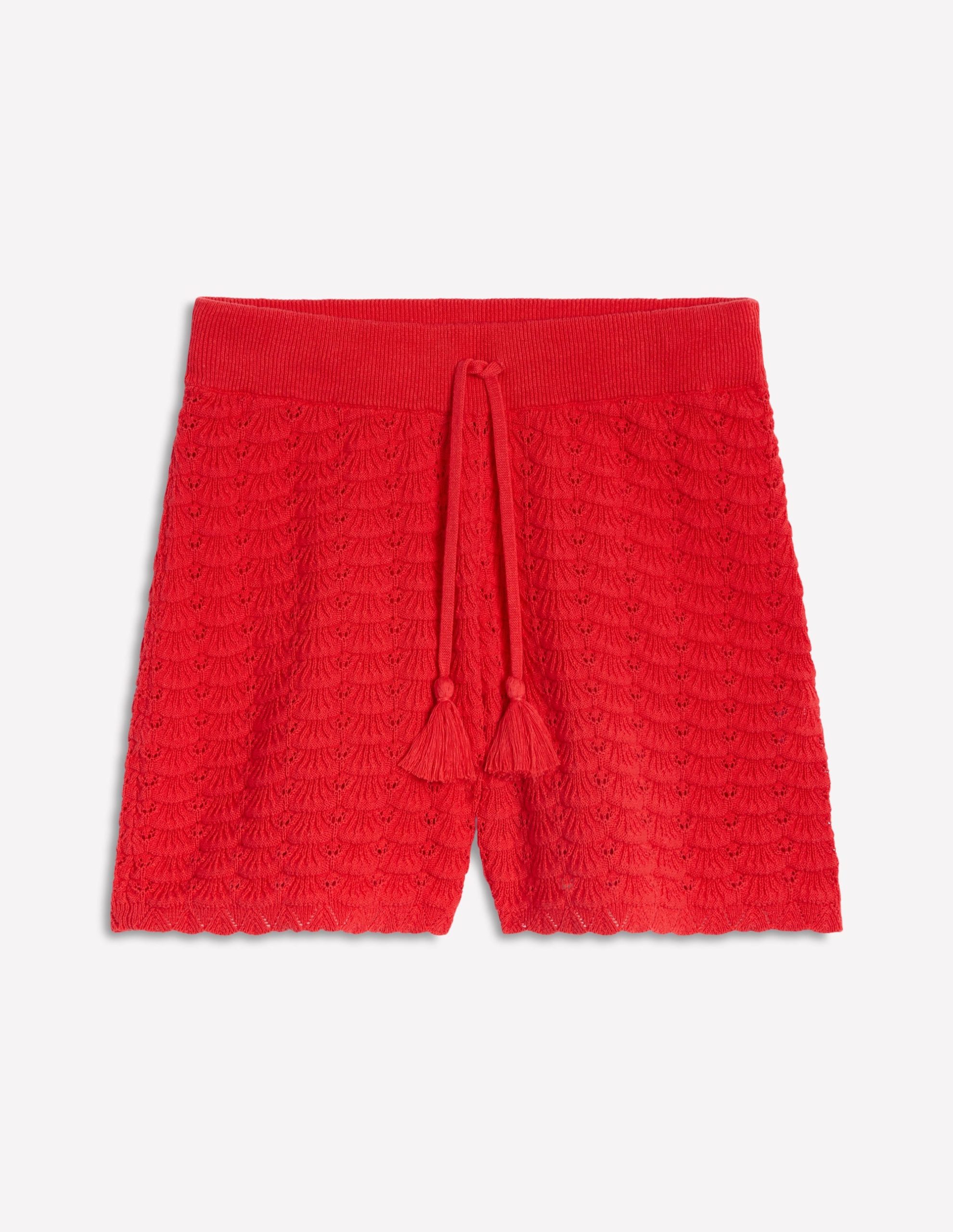 Textured Knitted Shorts-Strawberry Tart Red - Image 6