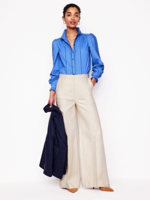 Wide Flare Trousers-Sandpiper Beige