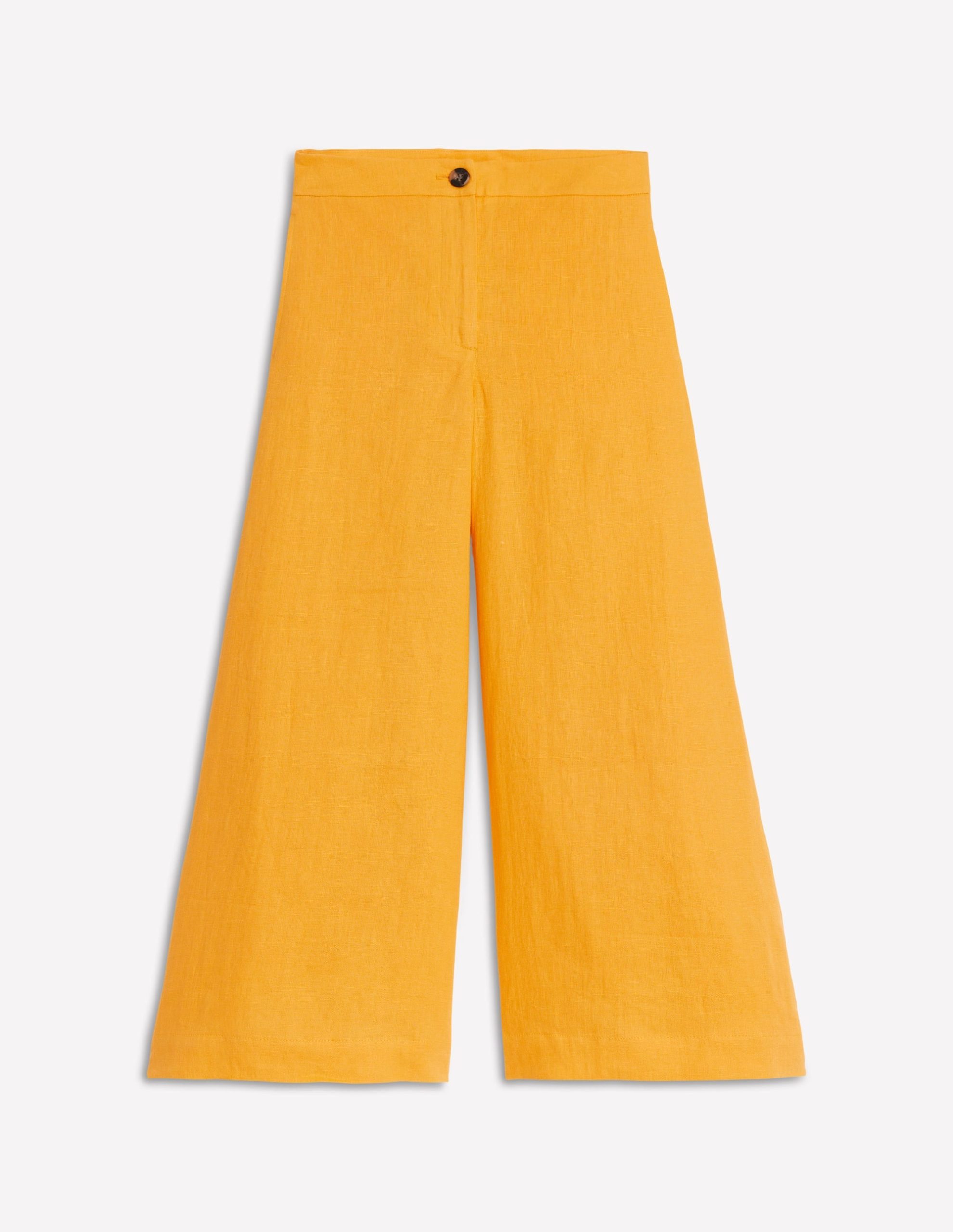 Wide Crop Linen Pants-Summers Sun Yellow - Image 6
