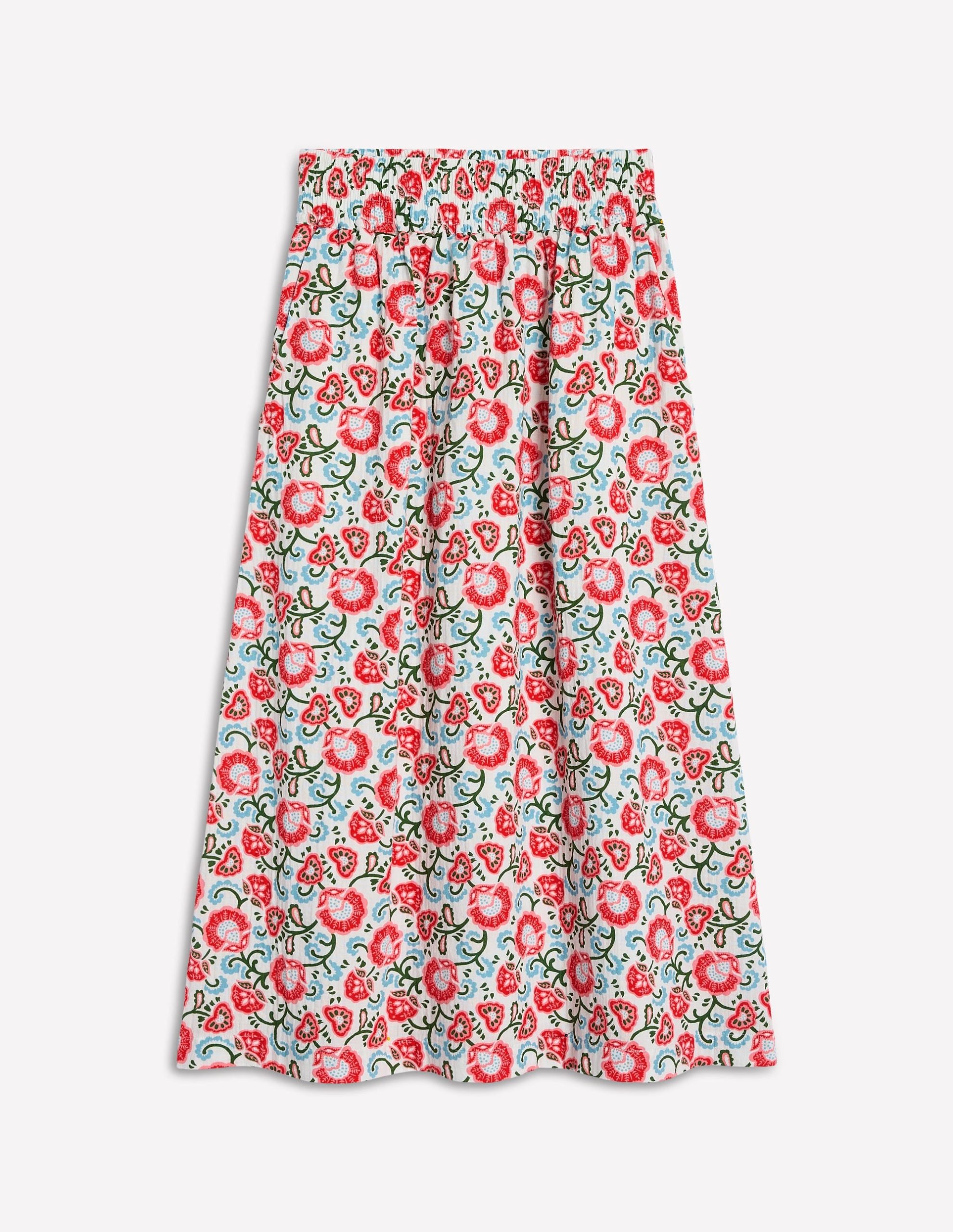 Double Cloth Smocked Skirt-Ivory. Garden Vine - Image 5